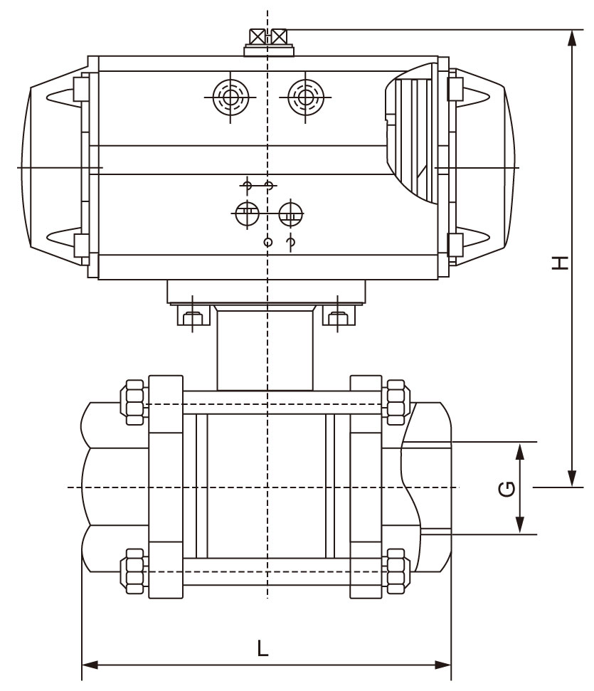 氣動三片式球閥Q611F